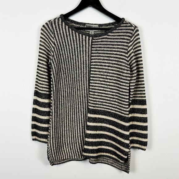 Habitat Clothes To Live In Black White Colorblock Stripe Sweater Size X-Small - Picture 1 of 5